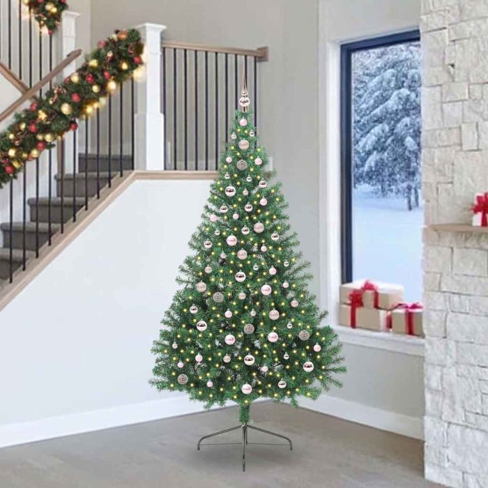 EMBERI Artificial Pre-lit Christmas Tree Green 240 cm PVC