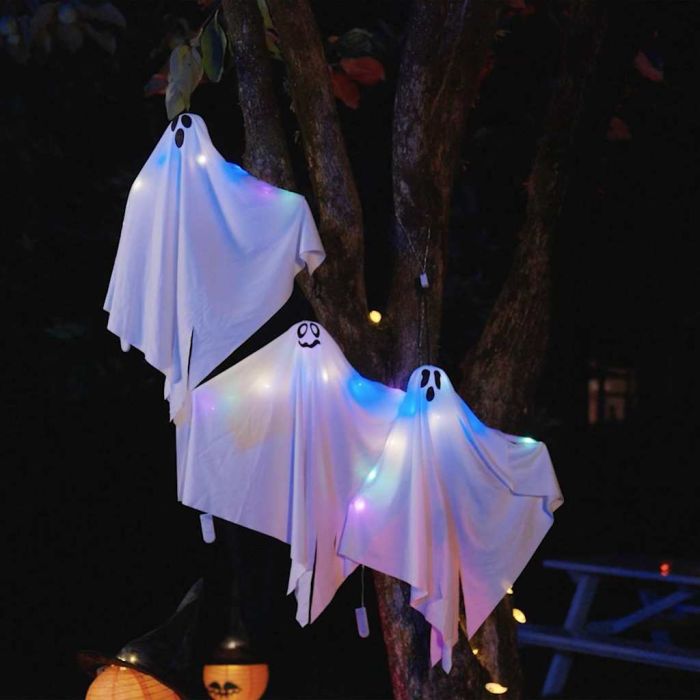 Halloween Hanging Ghost Decorations - Set of 3 White Polyester Props 52 x 62 cm