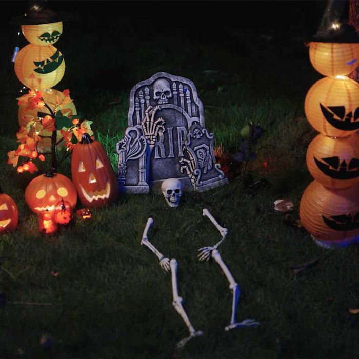 Halloween Skeleton Decoration with Ground Spikes - White Prop 45.5 x 13 cm
