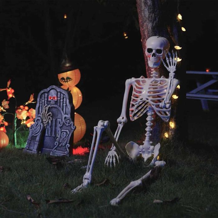 Halloween Skeleton Decorations - Set of 2 White Polypropylene Props 85 cm