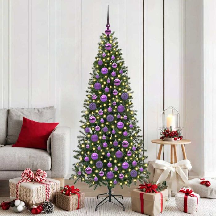 FLINRA Christmas Bauble Set with 300 LEDs 120 pcs Lilac Plastic