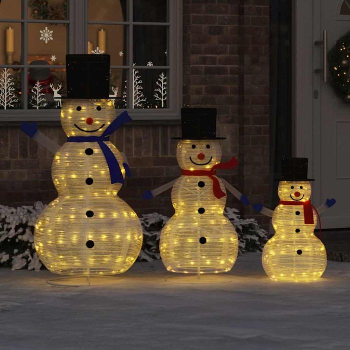 FLYNOR Christmas Snowman Family 3 pcs Warm White 81 x 60 x 125 cm