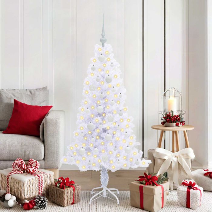 CUDWIN Artificial Christmas Tree with Stand White 150 cm PVC and Steel