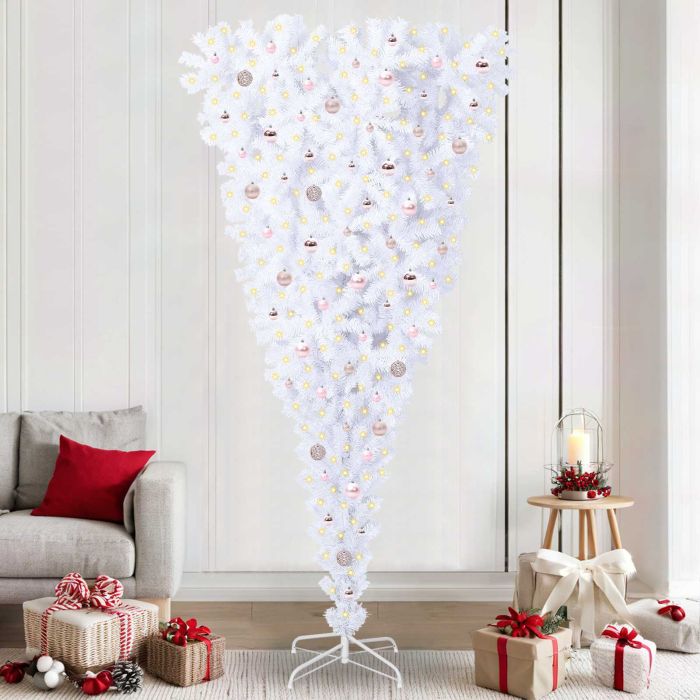 FIRROX Artificial Christmas Tree with Stand White 240 cm PVC and Steel