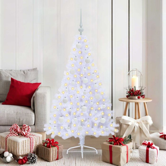 FLURRA Artificial Christmas Tree with Stand White 150 cm PVC and Steel