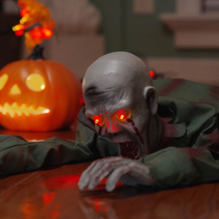 SPOOKA Halloween Crawling Zombie Decoration - Green Creepy Zombie Prop 110 x 50 x 21 cm