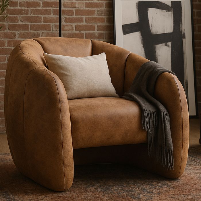 WHITWORTH Leather Tub Chair - Brown