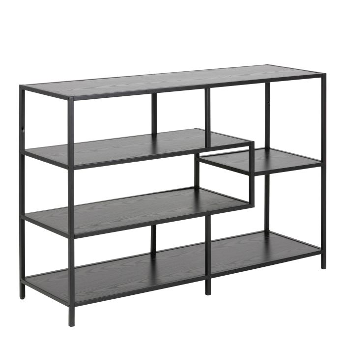 Bookcase - SEAFORD Wide Bookcase Black 114cm