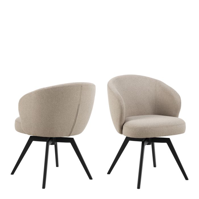 Dining Chair - DARLENE Dining Chair with Armrest and Swivel Function Beige 58.5cm
