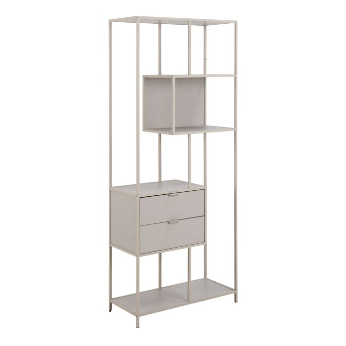 SAM Tall Grey Metal 2 Drawer Bookcase with 4 Shelves