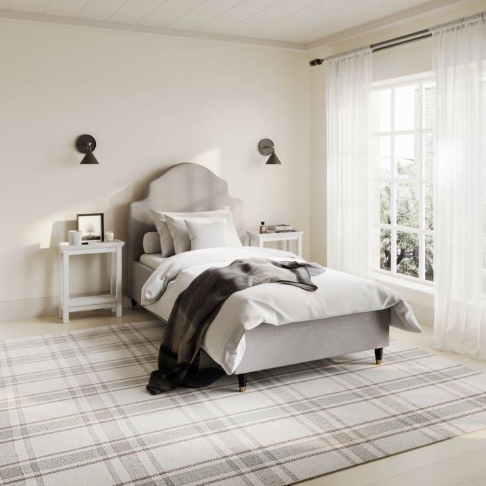 MONARA Single Linen Bedframe - Light Grey
