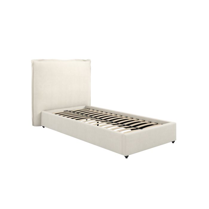 SOLDAY Single Linen Bedframe - Ivory