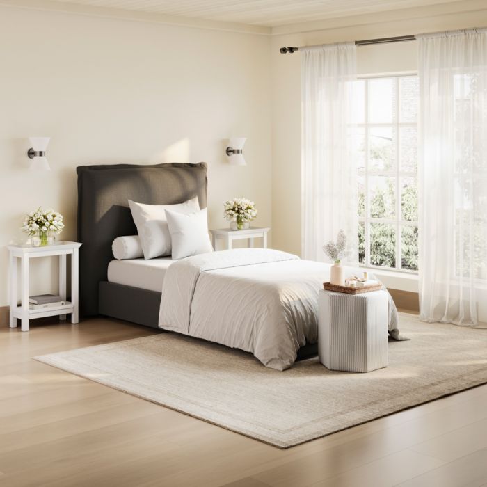 SOLDAY Single Linen Bedframe - Deep Grey