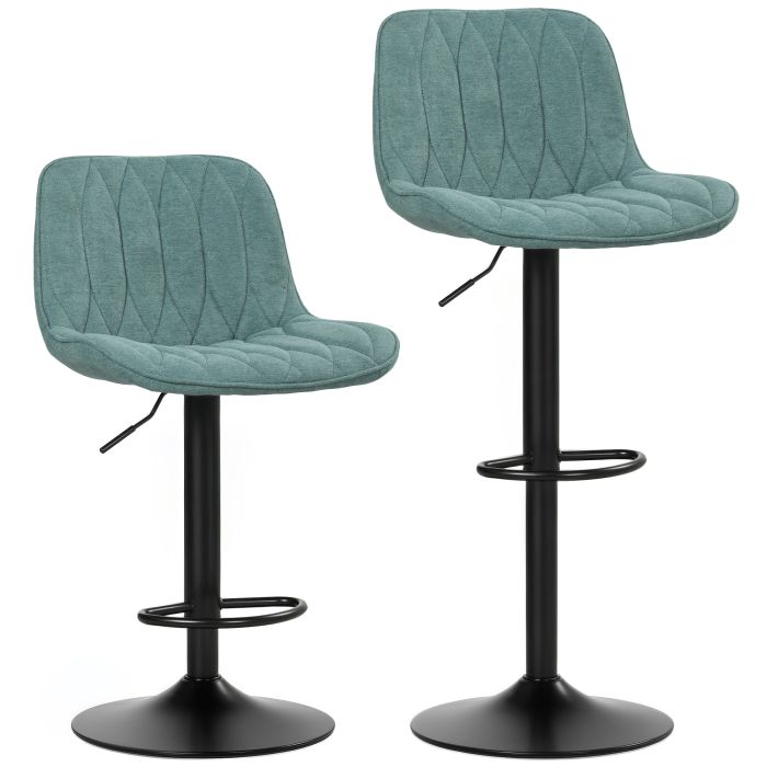 HERON Set of Two Linen Look Bar Stools Blue