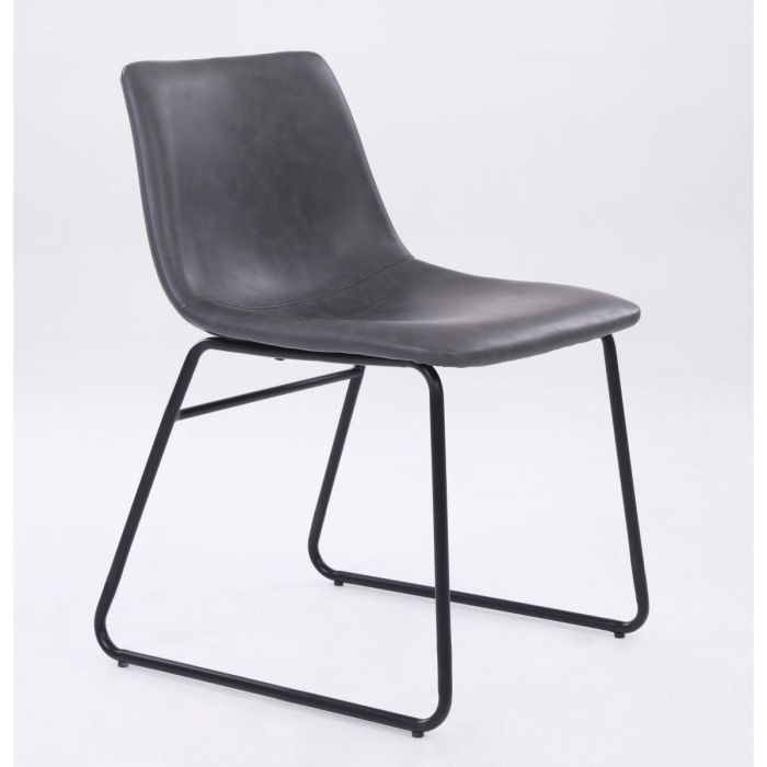 Andalusia Stylish Comfort Leather Effect Dining Chairs Elegant Seating in Grey and Black Set of 2