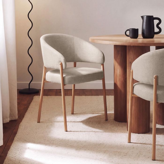 DEDAXA Fabric Dining Chairs Set of 2 - Light Beige