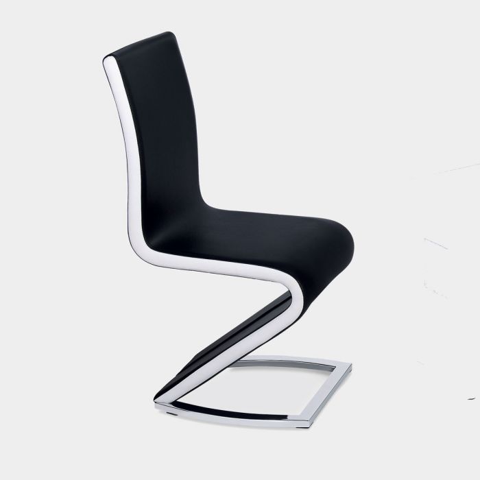 Crediton Modern Dining Chair with White PU Sides 2pc - Black