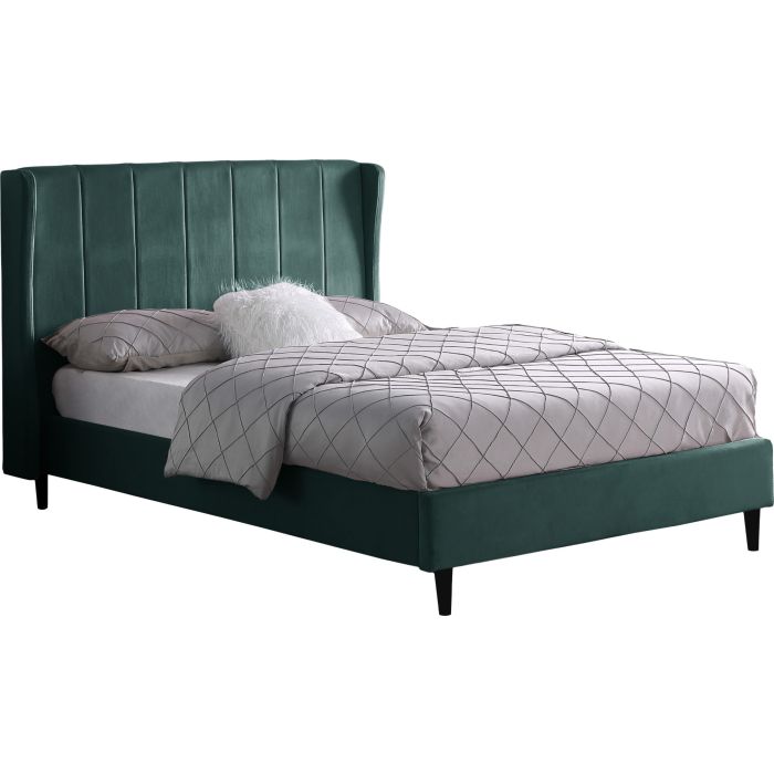 Amelia 4ft6 Double Bed - Green Velvet Fabric