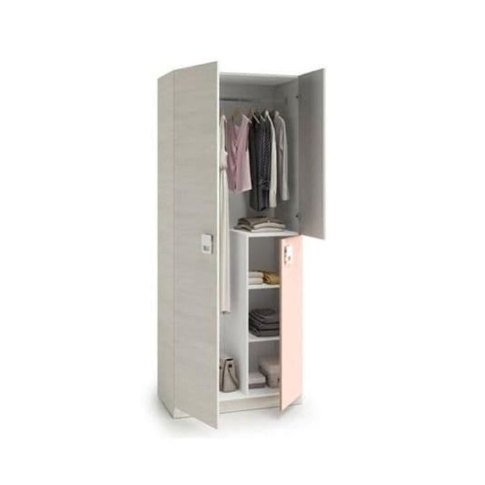 FRANCESCO 3 Door Slim Narrow Wardrobe Grey and Pink - 90cm
