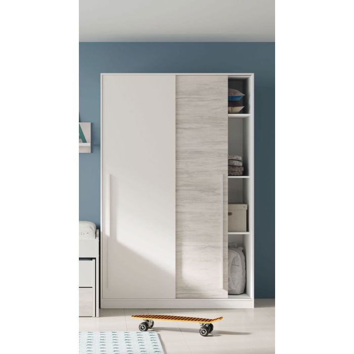 COLF 2 Door Sliding Wardrobe White and Oak - 120cm