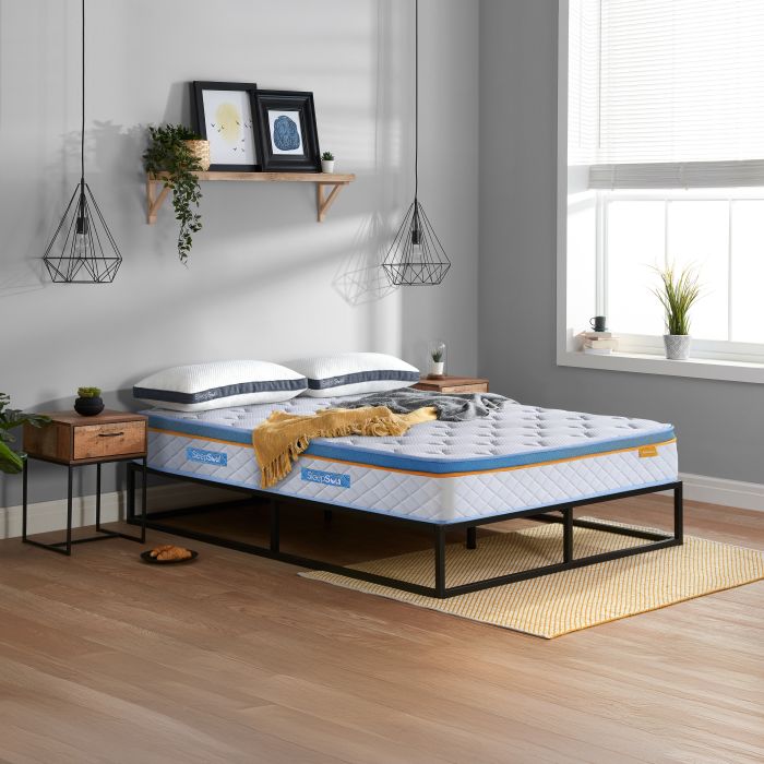 FENIXOR Double Pocket Sprung Mattress 2000 Springs - White and Black