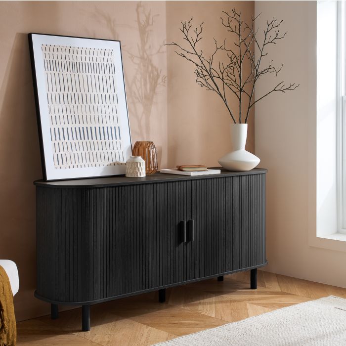AUREN Fluted 2 Door Sideboard - Black