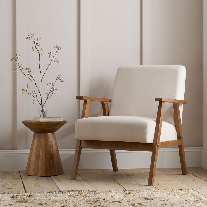 ELVRIC Fabric Armchair - Cream