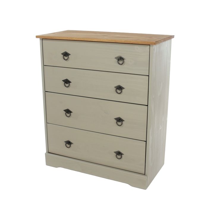 CECILIA Grey Chest of Drawers - Medium-sized, 4 Drawers