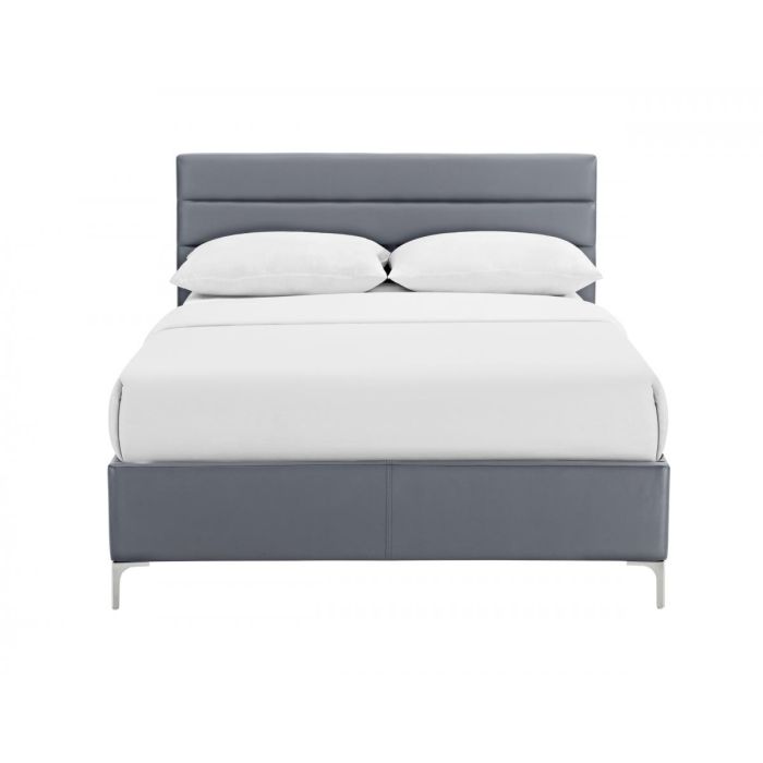 Saltash PU Double Bed Chrome T Legs - Grey