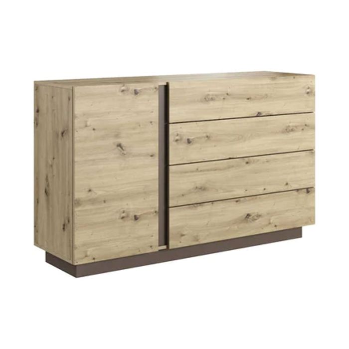 Oak Finish Chest of Drawers - ASMARA Large Chest 4 Drawers