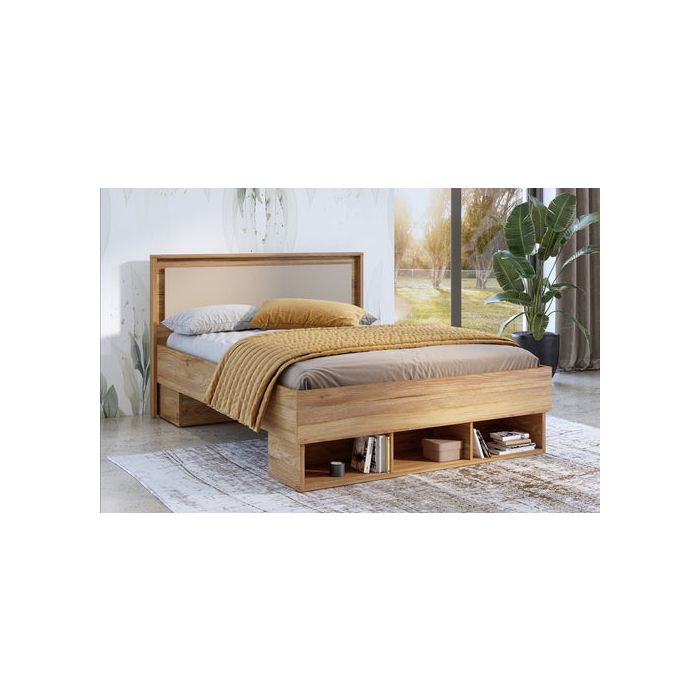 Kingsize Bed - CASEY Wooden Bed Oak Mauvella