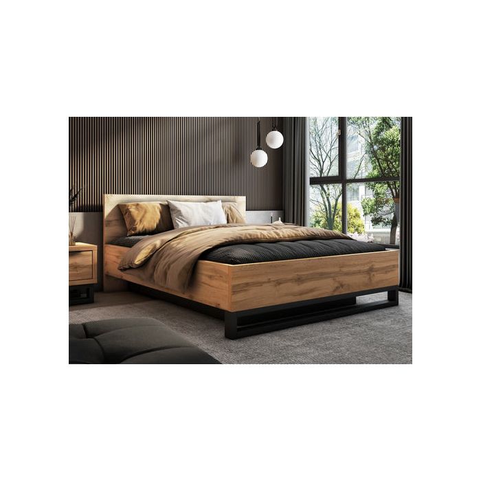 Kingsize Bed - BOZENA Ottoman Bed Oak Wotan