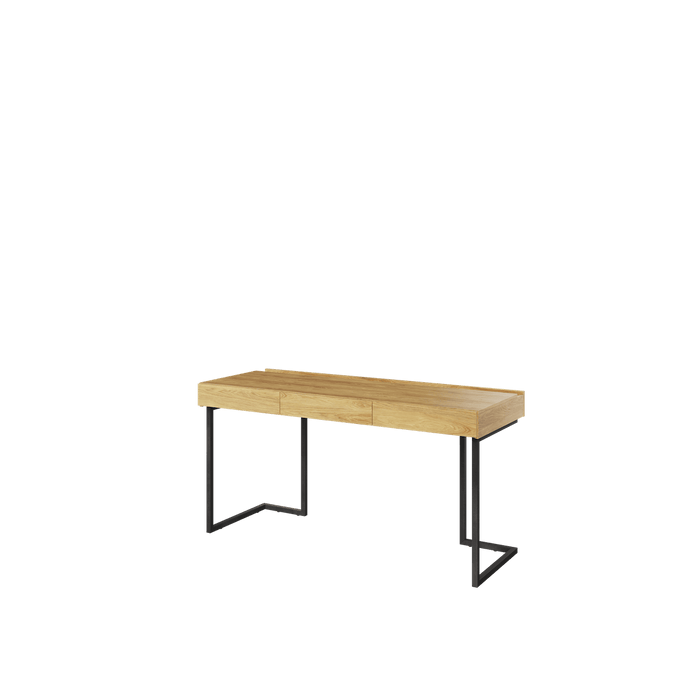 Office Desk - BARCENA Computer Desk Oak Hickory 150cm