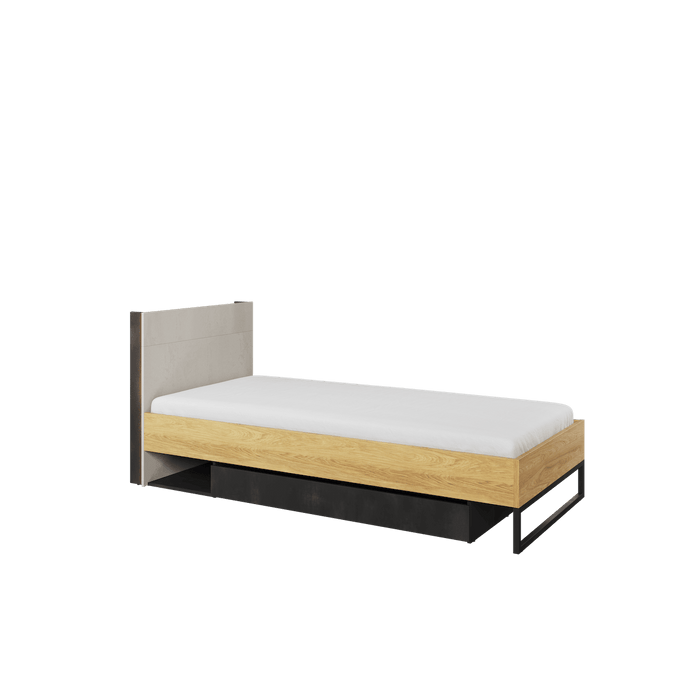 Single Bed - BARCENA Wooden Bed Oak Hickory
