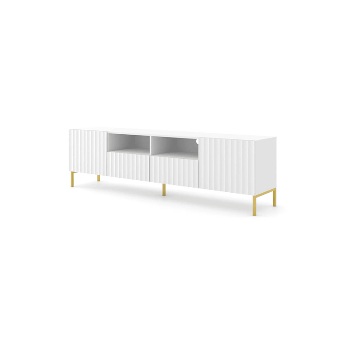 TV Cabinet - CONFREY TV Unit with 2 Drawer White 200cm