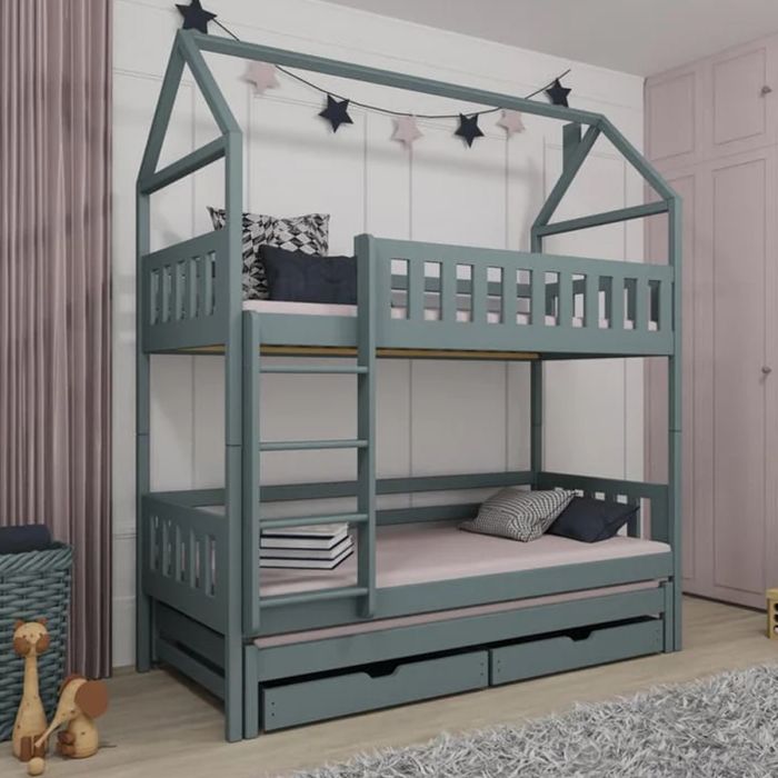 Bunk Bed - STACKWELL Bedframe with Foam Bonnell Mattress - Grey
