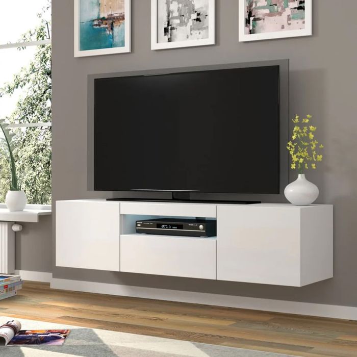 AURIELLE TV Cabinet White Matt with LED 150cm