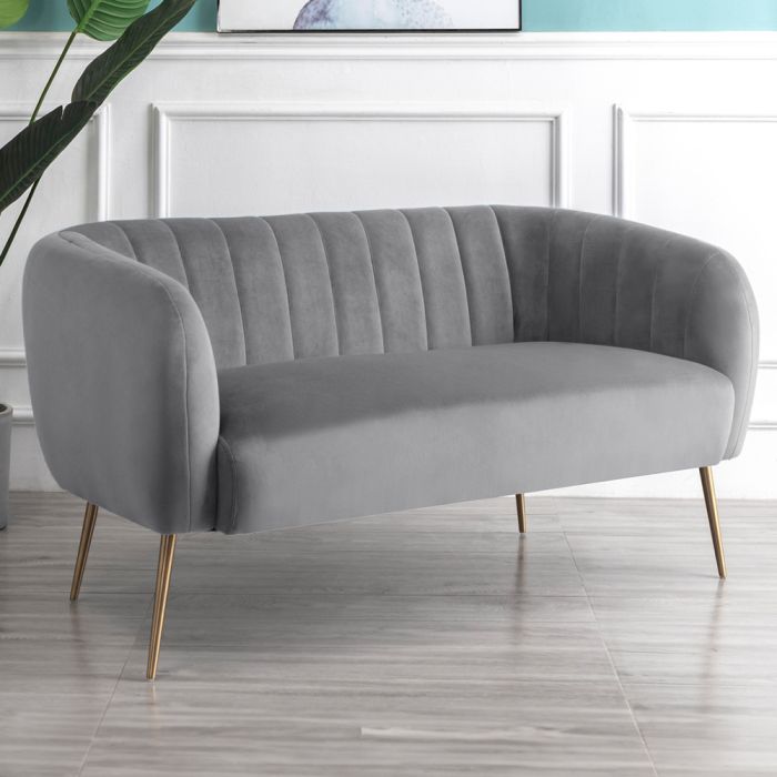 LUMETTA Velvet 2 Seater Sofa - Grey