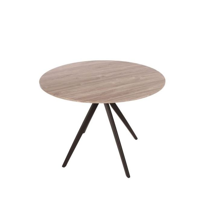 Emilie Round Dining Table with Adjustable Tubular Legs - Grey Oak