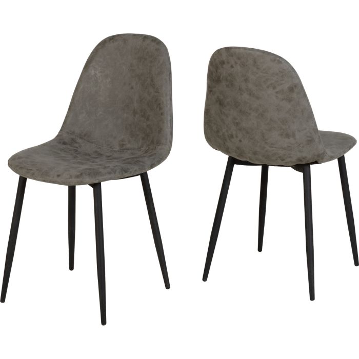 Athens Rectangular Dining Set - Concrete Effect Black Grey Faux Leather