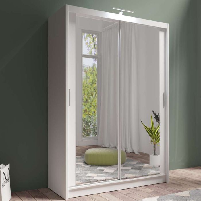 Avant 150cm Full Mirrored Sliding Wardrobe - White