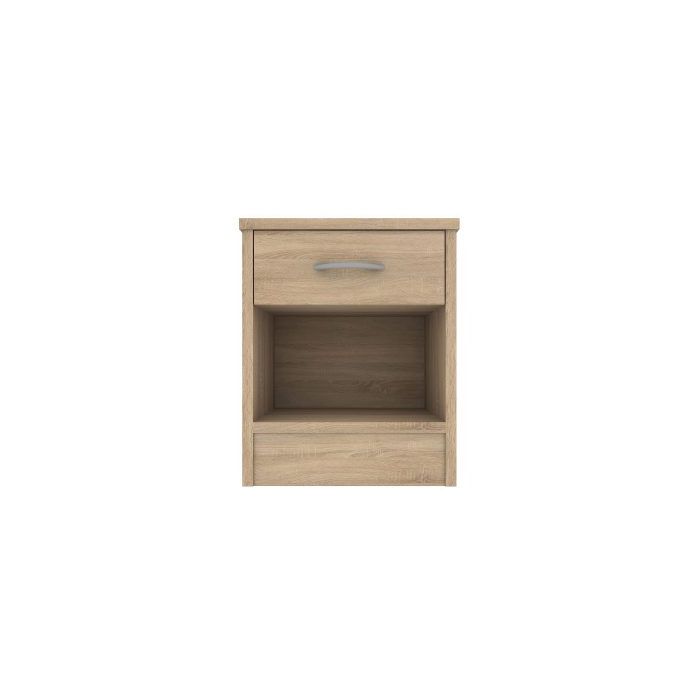 Bedside Table - CONTEMPORARY 1 Drawer Nightstand Natural Oak 40cm