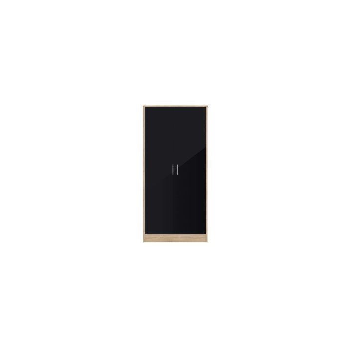 BLACKPOOL 2 Door Wardrobe Black Gloss - 80cm