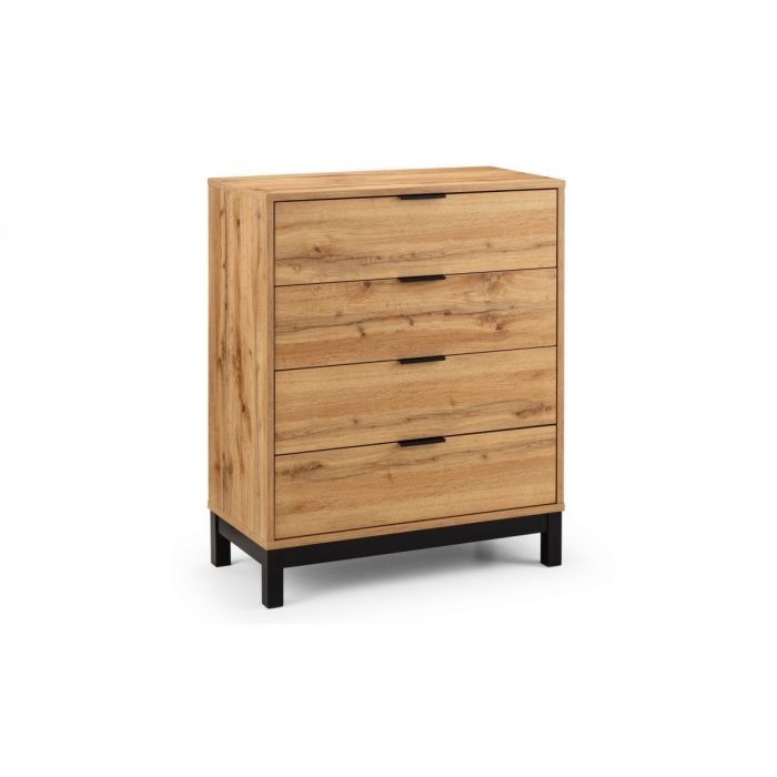 Oak Finish Chest of Drawers - BLAINE Medium Chest 4 Drawers