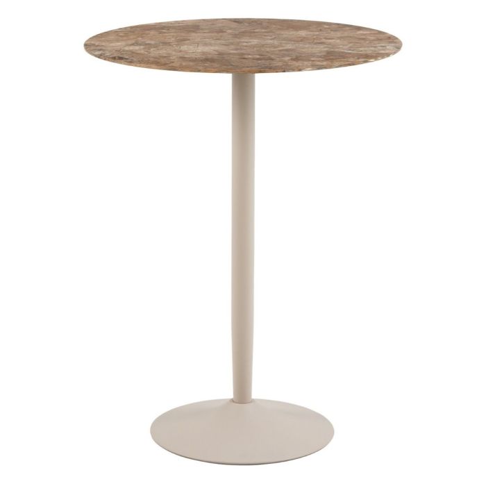 MONA Round Bar Table with Metal Base - Brown and Grey