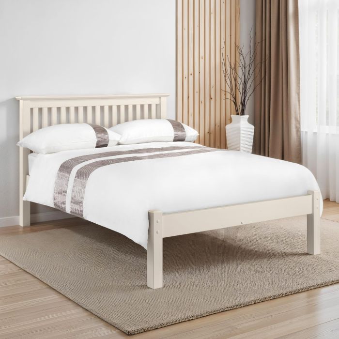 Barcelona White or Pine LFE Bed Frame-Small Double 4ft - Stone White