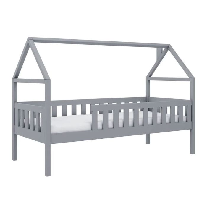Gilbert Lux Wooden Single Bed with Foam Mattress - Grey