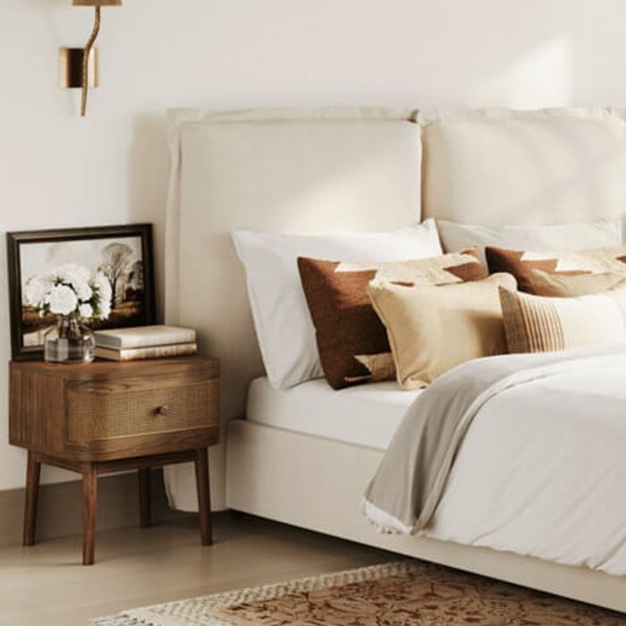 CALEN Wooden Bedside Table - Smoked