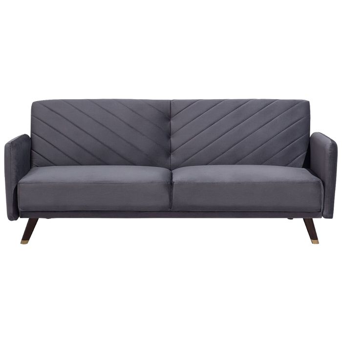 Velvet Fabric Sofa Bed Grey SENJA