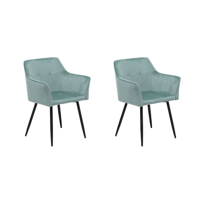 Set of 2 Velvet Dining Chairs Mint Green JASMIN